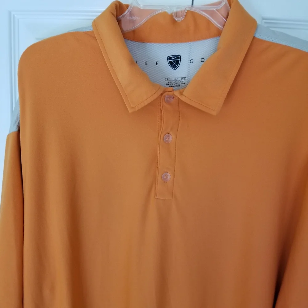 Nike‎ Golf Fit Dry Orange Polo Short Sleeve Shirt Size: XXL